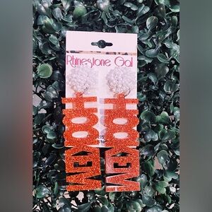 BRAND NEW WITH TAGS Hook'em UT Longhorn Orange Glitter Acrylic Earrings